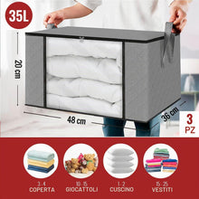 Carica l'immagine nel visualizzatore di Gallery, edihome, Scatole per Armadio, (3 unità), Contenitori Sottoletto, Salvaspazio, in Tessuto, Pieghevole, Scatole Vestiti Cambio Stagione (Grigio chiaro, Pack di 3)