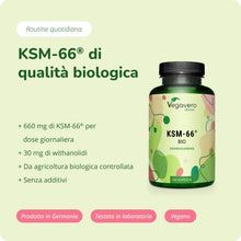 Carica l'immagine nel visualizzatore di Gallery, Ashwagandha KSM-66 Pura BIO | 600 mg per dose giornaliera | Alto Dosaggio di Withania Somnifera con 5% di Withanolidi | 