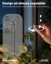 Carica l'immagine nel visualizzatore di Gallery, Bamworld Lampada da Coltivazione a LED a Spettro Completo, Lampada da Terra con Altezza Regolabile, 10 Livelli di Lumino
