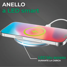 Carica l'immagine nel visualizzatore di Gallery, Caricatore Wireless 15W, Pad di Ricarica Rapida con LED Circolare Indicatore, Cavo USB-C 160cm Incluso, Compatibile con 