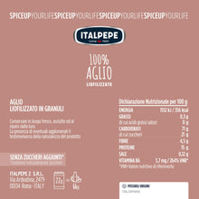 Carica l'immagine nel visualizzatore di Gallery, Italpepe, Aglio Liofilizzato, Alto contenuto di Vitamina B6, Ideale da Utilizzare per la Preparazione di Pasta, Risotti,