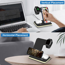 Carica l'immagine nel visualizzatore di Gallery, Caricatore Wireless Stazione di Ricarica, 3 in 1 Caricabatterie Wireless Charger Base per iPhone 16/15/14/13/12/11/Pro/M