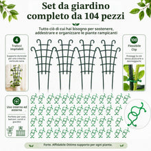 Carica l'immagine nel visualizzatore di Gallery, 4 Pezzi Supporto per Piante Rampicanti, 50 Clip per Piante, traliccio piante Griglia in Plastica, Supporto per Vasi, Ide