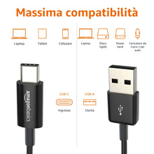 Carica l'immagine nel visualizzatore di Gallery, Amazon Basics USB-A a USB-C 2.0 Cavo di Ricarica Rapida, Velocità di Trasferimento Dati di 480Mbps, Certificato USB-IF, 