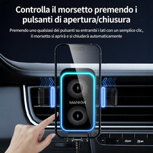 Carica l'immagine nel visualizzatore di Gallery, MANKIW Caricatore Wireless Auto, 15W Ricarica Wireless Auto con Bloccaggio Automatico, Rotazione 360° &amp; Luci RGB, Compat