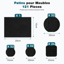 Carica l'immagine nel visualizzatore di Gallery, Vinabo Feltrini Adesivi per Sedie e Mobili, 121 Pezzi, Feltro 3 mm, Nero
