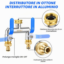 Carica l'immagine nel visualizzatore di Gallery, VAYALT Distributore d'acqua a 2 vie, Divisore d'acqua da 3/4 pollici, Divisore in ottone per connessione idrica, Tubi da