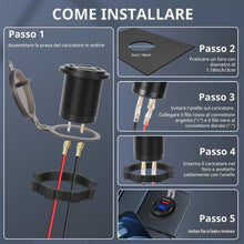 Carica l'immagine nel visualizzatore di Gallery, Presa USB 12V Caricabatterie da Auto, 4 Porte 68W Total USB C PD &amp; QC 3.0