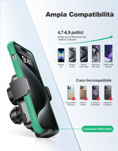 Carica l'immagine nel visualizzatore di Gallery, Glangeh 15W Caricatore Wireless Auto, [Ventosa+Clip+QC3.0] Automatico-Bloccaggio Ricarica Wireless Auto, Porta Cellulare
