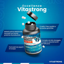 Carica l'immagine nel visualizzatore di Gallery, Collagene Marino Idrolizzato 2000mg Tipo I e II, Acido Ialuronico, 180 cpr