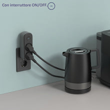 Carica l'immagine nel visualizzatore di Gallery, Electraline 55106 Adattatore Doppio Prima 2 Prese 16A (2P+E) Schuko Frontale, con interruttore ON/OFF, Multipresa a 2 Pr