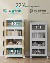 Carica l'immagine nel visualizzatore di Gallery, SONGMICS Scatole Portaoggetti, Organizer Pieghevole a 4 Livelli con Ruote