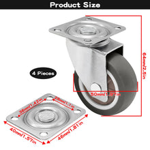 Carica l'immagine nel visualizzatore di Gallery, set da 4 ruote per mobili 50 mm, ruote girevoli silenziose 2 con freno e 2 senza freno, 360 gradi ruotabili, abbastanza 