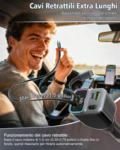 Carica l'immagine nel visualizzatore di Gallery, Retrattile Caricabatterie Auto 4 in 1,65W Caricatore Auto PD 3.0 Accendisigari USB Ricarica Veloce, Adattatore Caricabat