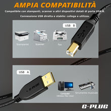 Carica l'immagine nel visualizzatore di Gallery, G-PLUG Cavo Stampante USB 2.0, USB A a B, 2m, Nero, Alta Velocità