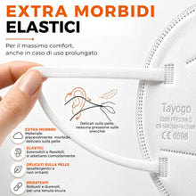 Carica l'immagine nel visualizzatore di Gallery, Tayogo 50 Mascherine FFP2 Bianche Certificate CE 0598 – 5 Strati, Filtrazione ≥ 99,5% – Anallergiche, Comode, Prive di O