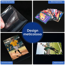 Carica l'immagine nel visualizzatore di Gallery, 100 buste morbide ultra trasparenti per carte da gioco standard, 6,3 x 8,9 cm, per sport, mini foto