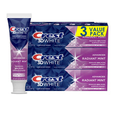 Carica l'immagine nel visualizzatore di Gallery, Crest 3D White Radiant Mint dentifricio sbiancante, pacco da 3 pezzi, 323 grammi, Menta