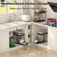 Carica l'immagine nel visualizzatore di Gallery, Meltrck 2 Pezzi Organizer Sottolavello Cucina 2 Livelli, Scaffale Estraibile per Lavello, Portaoggetti Sottolavello con 