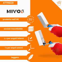 Carica l'immagine nel visualizzatore di Gallery, Mivos 2x Cazzuole Angolari Antiruggine 120 x 60 mm - Cazzuola Angolare Interna ed Esterna in Acciaio Inox - Cazzuola per