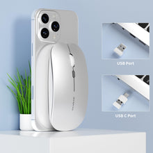 Carica l'immagine nel visualizzatore di Gallery, Uiosmuph Q5 Mouse Wireless, 2,4GHz Ricaricabile Silenzioso Mouse,Argento