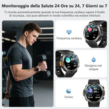 Carica l'immagine nel visualizzatore di Gallery, IOWODO Smartwatch Uomo, 1.45" Militari Orologio Intelligente con Torcia Bussola, Batteria 960mAh, IP68 Impermeabile, Oro