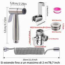 Carica l'immagine nel visualizzatore di Gallery, Doccia Bidet Portatile, Bifunzionale Set Doccia Bidet WC In Acciaio Inossidabile, Design a doppio interruttore,Spruzzato