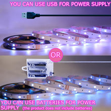Carica l'immagine nel visualizzatore di Gallery, Striscia LED a Batteria - 2M RGB 5050 Striscia LED Alimentata a Batteria o USB, Dimmerabile a Distanza 16 Colori, Taglia