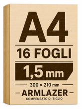 Carica l'immagine nel visualizzatore di Gallery, ARMLAZER COMPENSATO A4 300 x 210 х 1,5mm, 16 Pezzi, Pannelli di Legno, Pirografia, Tavola Modello Casa, Fai Da Te Fatto 