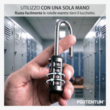 Carica l'immagine nel visualizzatore di Gallery, PORTENTUM Lucchetto combinazione archetto lungo 4 cifre – Set da 2 – Lucchetto armadietto palestra con corpo in lega di 