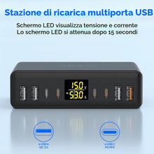 Carica l'immagine nel visualizzatore di Gallery, Caricatore USB C Multiplo 8 Porte con Schermo LED 200W Stazione