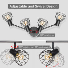 Carica l'immagine nel visualizzatore di Gallery, Dehobo Faretti LED Soffitto Orientabili 4 Luci E14 Metallo Nero