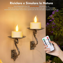Carica l'immagine nel visualizzatore di Gallery, 12 Pezzi Candele a LED Ricaricabili, Candele LED Fiamma Oscillante Realistica con Base di Ricarica, Timer e Telecomando 