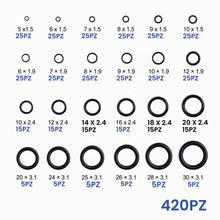 Carica l'immagine nel visualizzatore di Gallery, 420 Pezzi O Ring Guarnizioni, Rondelle Gomma, Guarnizione O-Ring