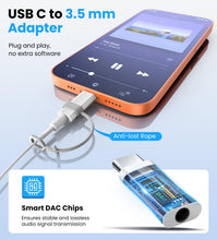 Carica l'immagine nel visualizzatore di Gallery, TiMOVO Adattatore da USB C a Cuffie Audio da 3,5 mm, Bianco