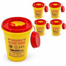 Carica l'immagine nel visualizzatore di Gallery, TIGA-MED Contenitore per Aghi 2 Litri – Set da 5 Pezzi – Box per Smaltimento Aghi e Rifiuti Taglienti – Chiusura di Sicu