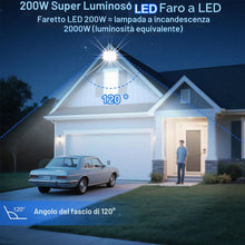 Carica l'immagine nel visualizzatore di Gallery, CREATESTAR Faretto Led da Esterno 20000LM 200W, Faretti Led Esterni 6500K luce bianca fredda, 1 Pezzi IP66 Impermeabile 