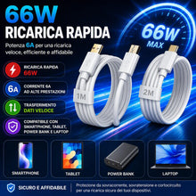 Carica l'immagine nel visualizzatore di Gallery, Cavo USB A a USB C Ricarica Rapida, Set 2 Cavi Type-C 1M+2M, 66W 6A, Trasferimento Dati Veloce, Compatibile con Samsung 