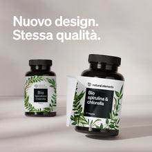 Carica l'immagine nel visualizzatore di Gallery, Spirulina Bio &amp; Chlorella, 500 compresse, natural elements, 2400 mg di Spirulina biologica + 2400 mg di Chlorella per do