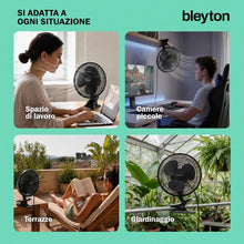 Carica l'immagine nel visualizzatore di Gallery, BLEYTON, ventilatore da tavolo, a morsetto, da parete e da tavolo, ventilatore elettrico a clip nero da 20W, potente e s