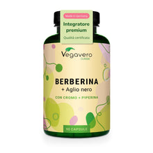 Carica l'immagine nel visualizzatore di Gallery, Berberina 1.000 mg | con Cromo, Pepe Nero e Aglio Nero | Berberine Pura e Naturale 97% da Berberis aristata | Vegan e Se