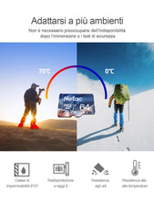 Carica l'immagine nel visualizzatore di Gallery, Netac 64G Scheda Micro SD, Scheda di Memoria 3 Pack, A1, U3, C10, V30, 4K, 667X, UHS-I, Velocità Fino a 100/30 MB/Sec(R/