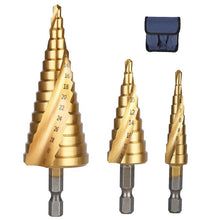 Carica l'immagine nel visualizzatore di Gallery, Flintronic Punte Coniche, HSS Titanium, 4-12/ 4-20 /4-32mm(Oro)-3pz