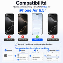 Carica l'immagine nel visualizzatore di Gallery, NEW'C Pellicola Privacy per iPhone Air, Vetro Privacy 28°