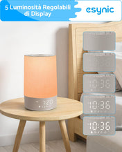 Carica l'immagine nel visualizzatore di Gallery, eSynic 2 in 1 Sveglia Luminosa Alba e Macchina Rumore Bianco, Luce Notturna Display Dimmerabile, 30 Suoni Rilassanti, Ti