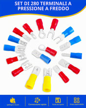 Carica l'immagine nel visualizzatore di Gallery, Set da 280 capicorda elettrici – 15 tipi di faston elettrici isolati maschio e femmina, assortimento di capicorda elettr