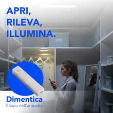 Carica l'immagine nel visualizzatore di Gallery, Generico Luce LED Sensore Movimento Armadio Ricaricabile USB - Lampada Magnetica Senza Fili Installazione Immediata per 