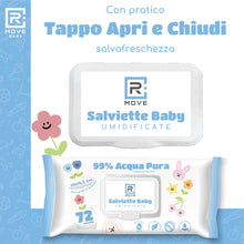Carica l'immagine nel visualizzatore di Gallery, R MOVE 576 salviette neonato umidificate acqua pura 99%, 8 confezioni da 72 salviettine bambini water, coperchio salvafr