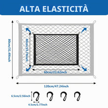 Carica l'immagine nel visualizzatore di Gallery, Rete Bagagliaio Auto Portaoggetti 60x40cm per Elastico
