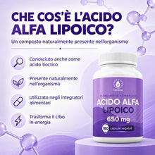 Carica l'immagine nel visualizzatore di Gallery, Acido Alfa Lipoico 650mg 180 Capsule Vegetali
